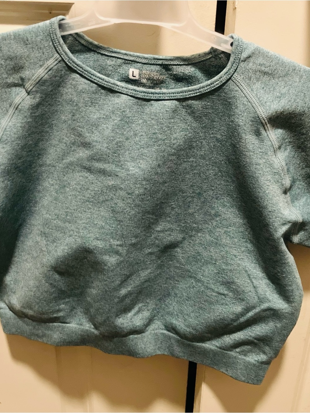 Cozy Seafoam Green Crewneck Sweatshirt - Large Crop Top